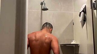 Gym Shower Seduction in Red Thong Panties with Prusquinttus