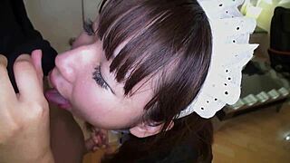 ping! maid cosplay delivery girl chisato hara bounces in ready to suck 😍👅