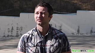 Sensual teen masseuse xxlayna marie slathers nuru gel naked on brad sterling!