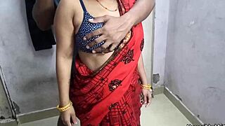 Indian Desi Aunty Closeup in Red Saree Teases Intense Bhabhi Fuck Mystery