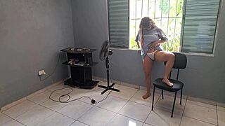 busted neighbor watching so i flash athletic milf pussy playing exhibitionist