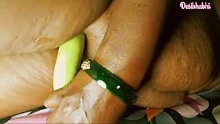 Desi bhabhi rams brinjal deep into wet pussy fingering