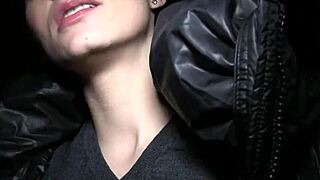 omg flashing my huge tits outdoors then group suck and fuck