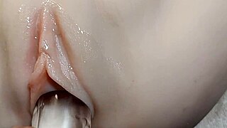 i stuff fake cock deep in her big shaved pussy feels so real