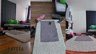 curvy latina milf bends over for ass worship gym workout joi naked socks