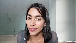 bimbo brunette gives dirty joi jerk off instructions in lingerie spreading her big pussy wide