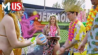 Jerkaoke summertime hides wild orgy with Madison Morgan Rosalyn Sphinx frenzy