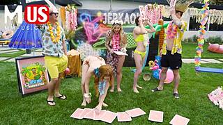 Jerkaoke summertime hides wild orgy with Madison Morgan Rosalyn Sphinx frenzy