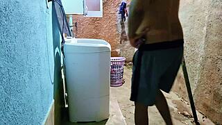 amateur stepdad pounds curvy latina bbw enteada big ass and natural tits in backyard homemade fuck squirting twice into her mouth