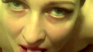 Horny milf swettysvett deepthroats cock in bathroom post workout craving creampie