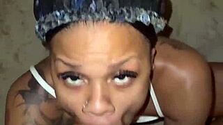 Skinny ebony takes double nut backshots from bbc rough in thong panties?