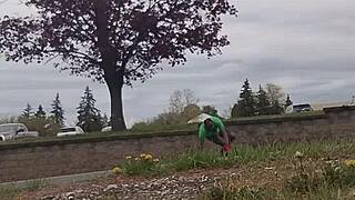 exposing my private indoor workout ass routine outdoors bent over tease