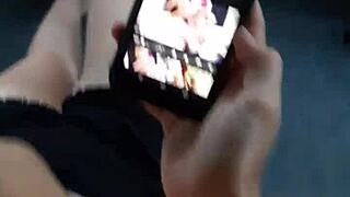 husband catches wife watching porn and jumps in to fuck!