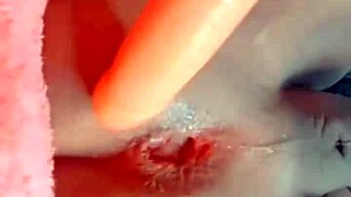 Trans cutie spreads her sticky tight anal hole wide for dildo play