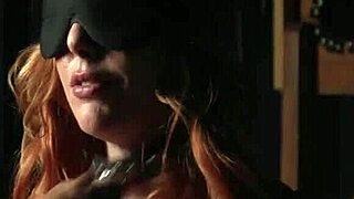 blindfolded big tits redhead milf bound on bed for rough domination breeding