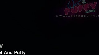 Freya Dee tests toys on her huge pussy lips up close