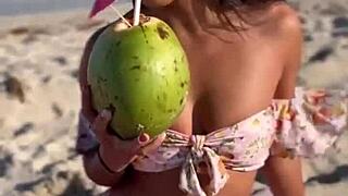 latina malina melendez teases with juicy tits before dropping low to suck that huge cock wet