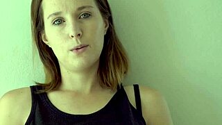 Petite brunette babe smokes hot while teasing blue eyes voyeur