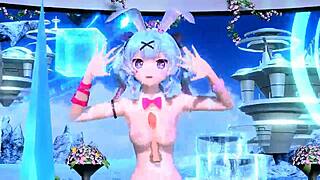 hatsune miku rabbit costume reveals huge tits and ass
