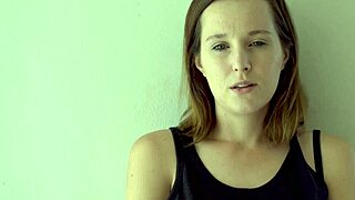 Petite brunette babe smokes hot while teasing blue eyes voyeur