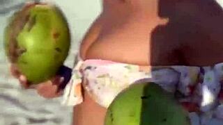 latina malina melendez teases with juicy tits before dropping low to suck that huge cock wet