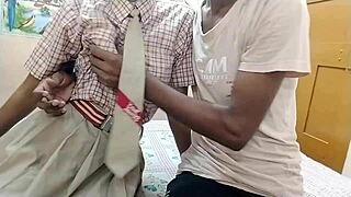 desi schoolgirl gets fucked doggystyle by black cock