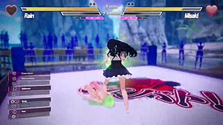 Lesbian Rivals Tease and Squirt in Intense Battle