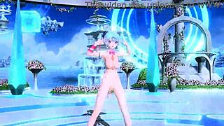hatsune miku rabbit costume reveals huge tits and ass