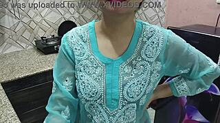 desi indian stepmom with big boobs teaches stepson hardcore fucking in kitchen