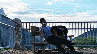 latina teen sucks stranger's cock on wild mountain hike