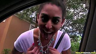 bold latina teen licks brunette pussy in seductive socked lesbian kiss