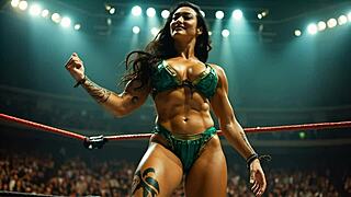 check out this amazon wrestler flexing her huge muscular bodybuilder physique 💪🔥😏