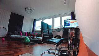 milf bends over stripping teases huge ass then spreads for doggystyle pounding