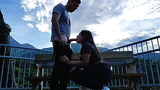 latina teen sucks stranger's cock on wild mountain hike