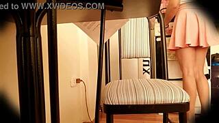 Upskirt Voyeur Catches Miranda's Bare Pussy Under Miniskirt