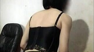 Crossdressing ladyboy prostitute in lingerie mask gets voyeured as shemale slut on the prowl