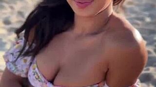 latina malina melendez teases with juicy tits before dropping low to suck that huge cock wet