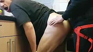 she straps on dildo and pegs him deep in homemade amateur fun