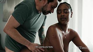 White stepdad pervs on ebony teen bending over for rough doggystyle