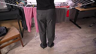 whoops my wife's thong flashes when pants drop teasing voyeur embarrassment fetish fun