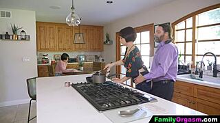 Old man barebacks daring stepdaughter while wife cooks spaghetti