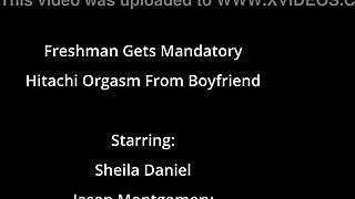 Freshman sheila daniels gets mandatory hitachi vibrator orgasm from boyfriend