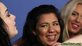 clothed femdoms humiliate with handjobs till jizz explodes