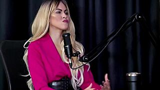 safada angel baronesa sucks cock deep while tits get sucked and plug slips into ass for piss show