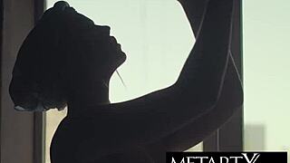 Hot Brunette Spreads Long Legs Wide Fingering Wet Pussy To Orgasm