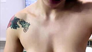 athletic brunette babysitter masseuse tempts with big tits gym fitness first time massage