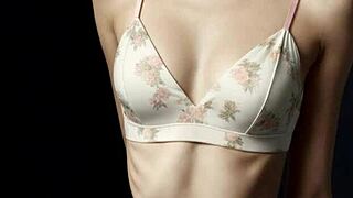 Sweet barefoot Romanian model teases panties in sexy lingerie underwear spread