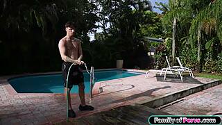 Stepbro rams cock down petite latina throat gagging deepthroat