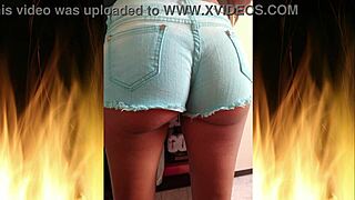 Skinny Brunette Housewife Flashes Juicy Ass and Shaved Pussy in Fishnets Outside!