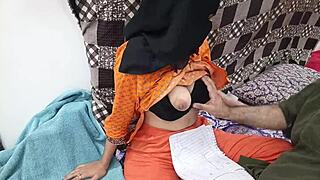Pakistani Hijab Student Tempted by Tuition Teacher's Touch